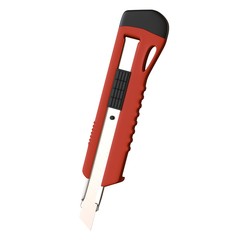 Red paper knife isolated on white background. 3D rendering of excellent quality in high resolution. It can be enlarged and used as a background or texture.
