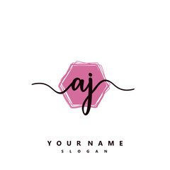 AJ Initial handwriting logo vector