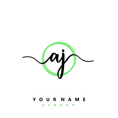 AJ Initial handwriting logo vector