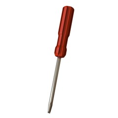 Screwdriver with a red pen on a white background, isolate. 3D rendering of excellent quality in high resolution. It can be enlarged and used as a background or texture.