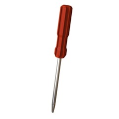 Screwdriver with a red pen on a white background, isolate. 3D rendering of excellent quality in high resolution. It can be enlarged and used as a background or texture.