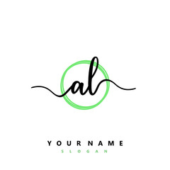 AL Initial handwriting logo vector