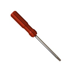 Screwdriver with a red pen on a white background, isolate. 3D rendering of excellent quality in high resolution. It can be enlarged and used as a background or texture.