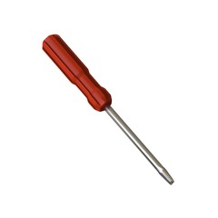 Screwdriver with a red pen on a white background, isolate. 3D rendering of excellent quality in high resolution. It can be enlarged and used as a background or texture.