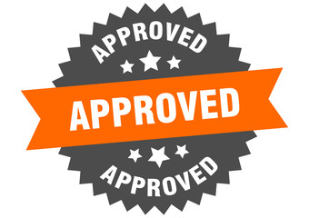 approved sign. approved orange-black circular band label