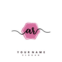 Obraz premium AR Initial handwriting logo vector