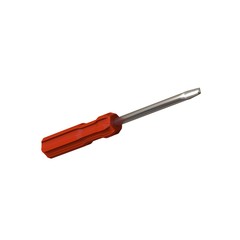 Screwdriver with a red pen on a white background, isolate. 3D rendering of excellent quality in high resolution. It can be enlarged and used as a background or texture.
