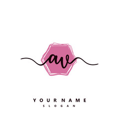 Obraz premium AV Initial handwriting logo vector