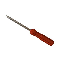 Screwdriver with a red pen on a white background, isolate. 3D rendering of excellent quality in high resolution. It can be enlarged and used as a background or texture.