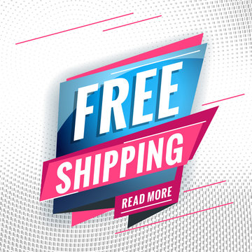 Free shipping. Promotional concept template for banner, website, poster. Special offer tag. Vector illustration