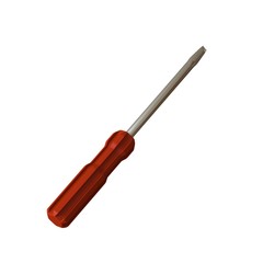 Screwdriver with a red pen on a white background, isolate. 3D rendering of excellent quality in high resolution. It can be enlarged and used as a background or texture.