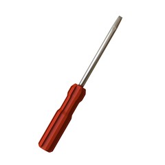 Screwdriver with a red pen on a white background, isolate. 3D rendering of excellent quality in high resolution. It can be enlarged and used as a background or texture.
