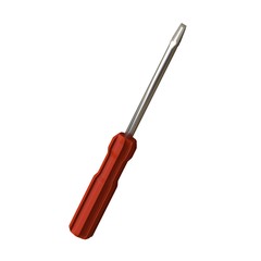 Obraz premium Screwdriver with a red pen on a white background, isolate. 3D rendering of excellent quality in high resolution. It can be enlarged and used as a background or texture.
