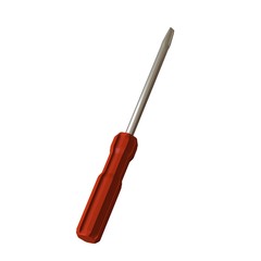 Screwdriver with a red pen on a white background, isolate. 3D rendering of excellent quality in high resolution. It can be enlarged and used as a background or texture.