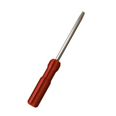 Screwdriver with a red pen on a white background, isolate. 3D rendering of excellent quality in high resolution. It can be enlarged and used as a background or texture.