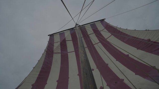 Viking sail in wind on stormy day
