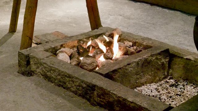 Viking fireplace in a hut in Norway