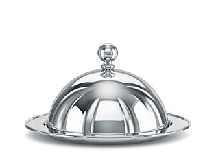 Restaurant cloche, serving dome isolated on white. Clipping path included