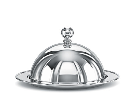 Restaurant Cloche, Serving Dome Isolated On White. Clipping Path Included