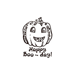 Halloween hand drawn pumpkin with handwritten phrase