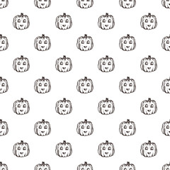 Halloween seamless pattern with hand drawn jack-o-lanterns