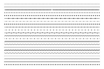 Set of hand drawn vector line border. Lines, borders, underline pencil strokes, drawing dividers. Doodle design. Geometric vintage fashion collection. © iiierlok_xolms