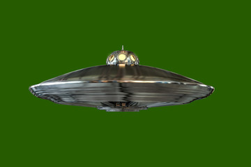 ufo isolated on green background