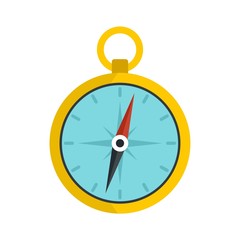 Metal compass icon. Flat illustration of metal compass vector icon for web design