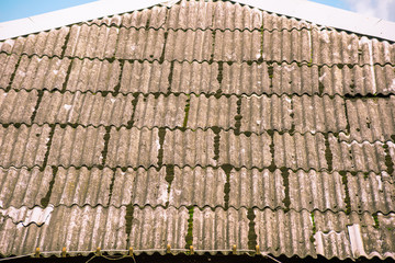 The surface of a tiled vintage roof