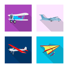 Isolated object of plane and transport icon. Collection of plane and sky stock symbol for web.
