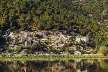 Fototapeta na wymiar Nature views of Lake Skadar in Montenegro. Green mountains