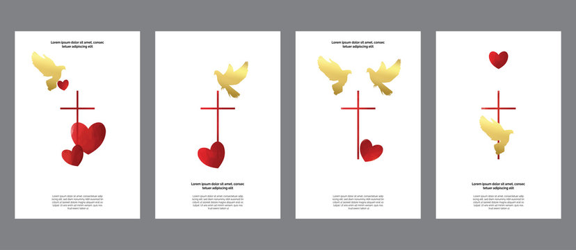 Universal religious templates cards. Communion, confirmation invitation, greetings set