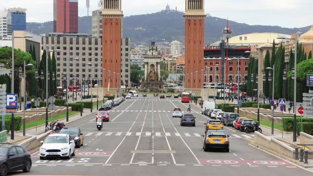 A view over the Plaza Espanya of Barcelona, Spain