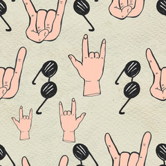 Fototapeta premium Seamless Rock n roll background. Abstract music modern pattern.