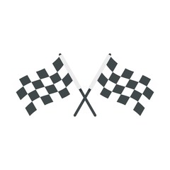 Race crossed flags icon. Flat illustration of race crossed flags vector icon for web design
