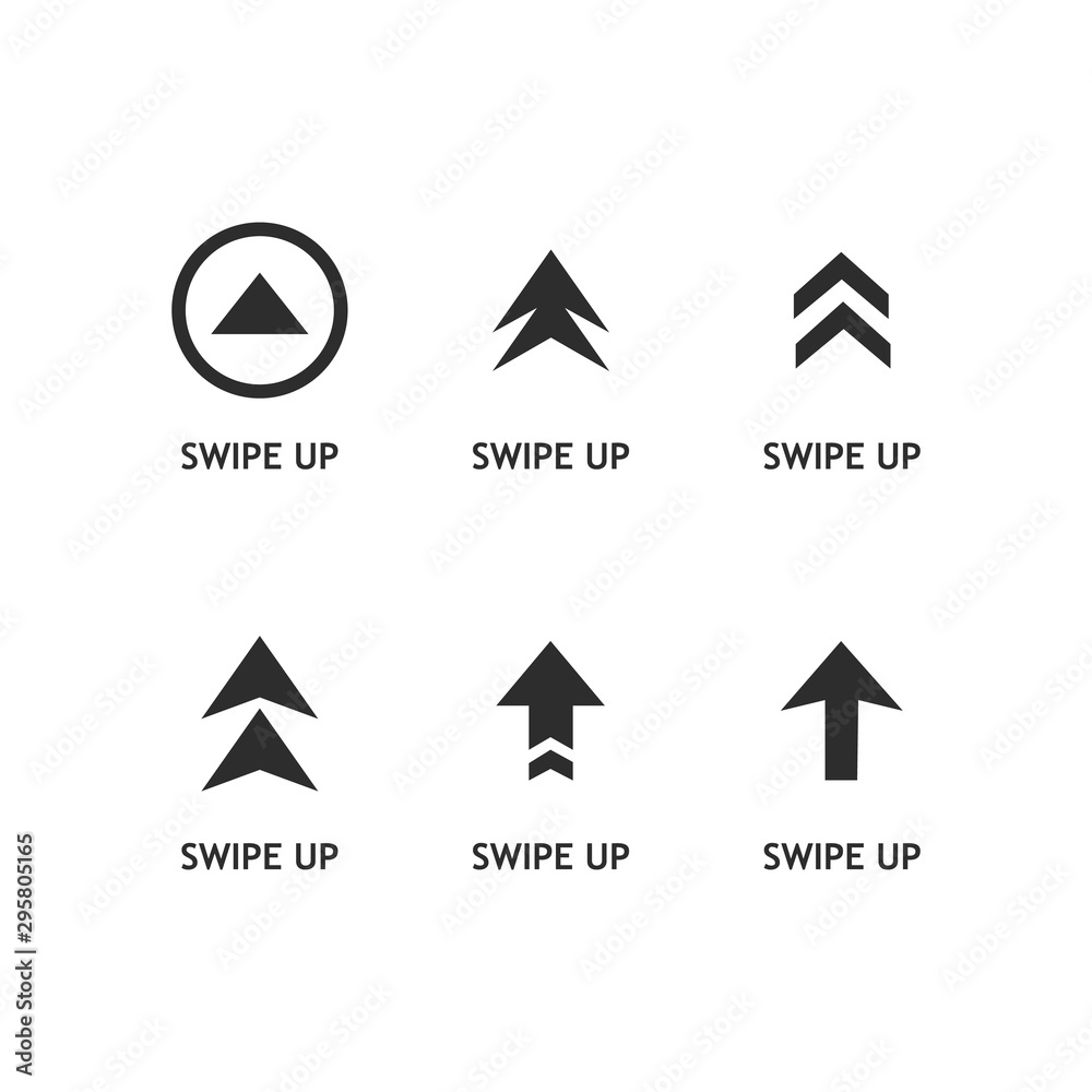 Wall mural swipe up buttons set. application and social network icons. vector illustration.