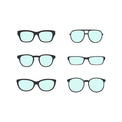 Hipster Glasses and Sunglasses icons on white background. Vector Illustration