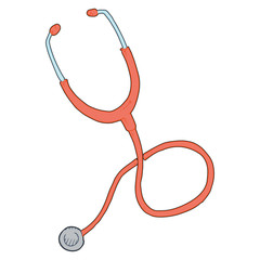 Stethoscope icon. Vector illustration of a doctor's stethoscope. Hand drawn medical equipment stethoscope.