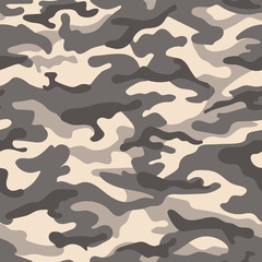 Desert camouflage seamless pattern, gray brown colors. Vector
