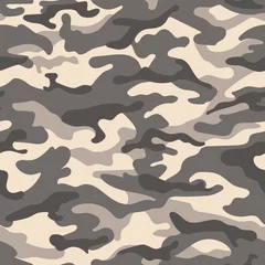 Fotobehang Camouflage Woestijncamouflage naadloos patroon, grijsbruine kleuren. Vector