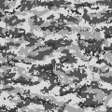 Gray pixel military camouflage seamless pattern. Vector
