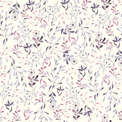 Seamless floral pattern. Scandinavian texture of flowers on a white background. Textile pattern for fabric, tile, paper.