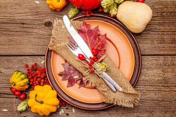 Autumn and Thanksgiving dinner place setting
