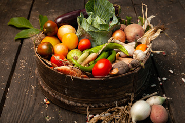 Fresh farm vegetables, organic healthy food. Agriculture harvest.