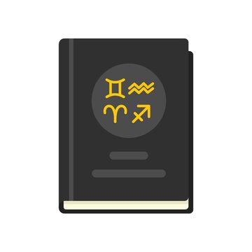 Magic witch book icon. Flat illustration of magic witch book vector icon for web design
