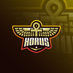 horus mascot logo design vector with modern illustration concept style for badge, emblem and tshirt printing. horus wings illustration for sport team. - obrazy, fototapety, plakaty