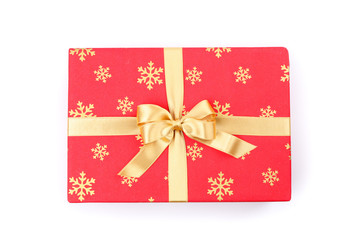 Beautiful gift box with bow isolated on white background