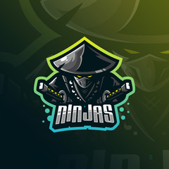 ninja mascot logo design vector with modern illustration concept style for badge, emblem and tshirt printing. angry ninja illustration for sport and esport team.