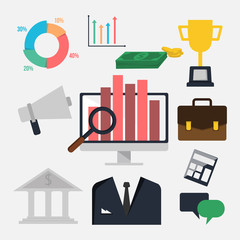 Flat icon set of business finance elements vector image
