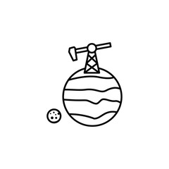 Oil production on other planets icon. Element of future business thin line icon
